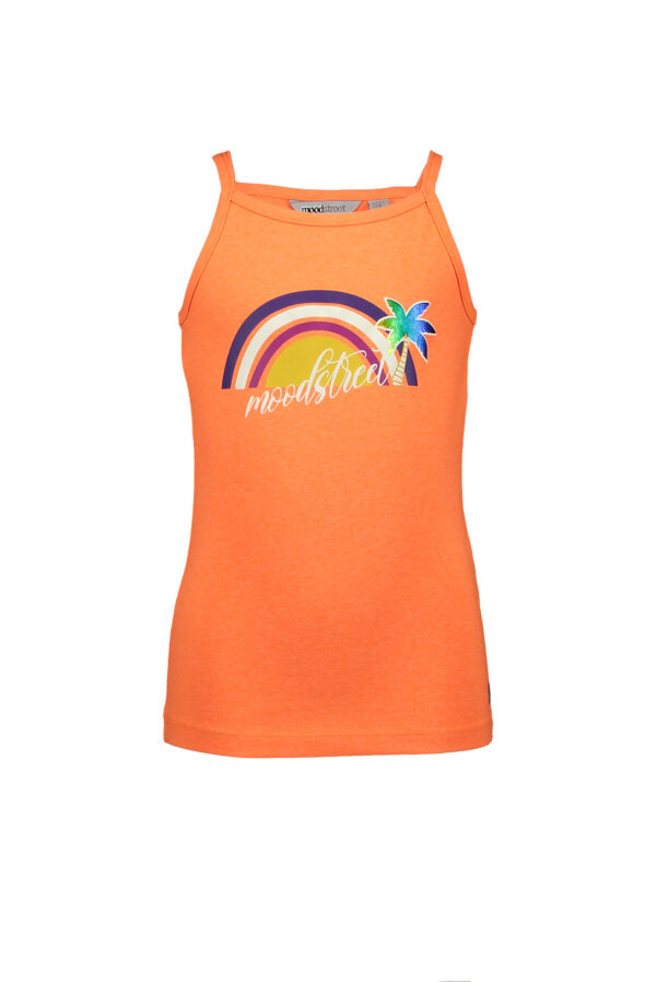 Moodstreet Meisjes tanktop print - Shocking oranje