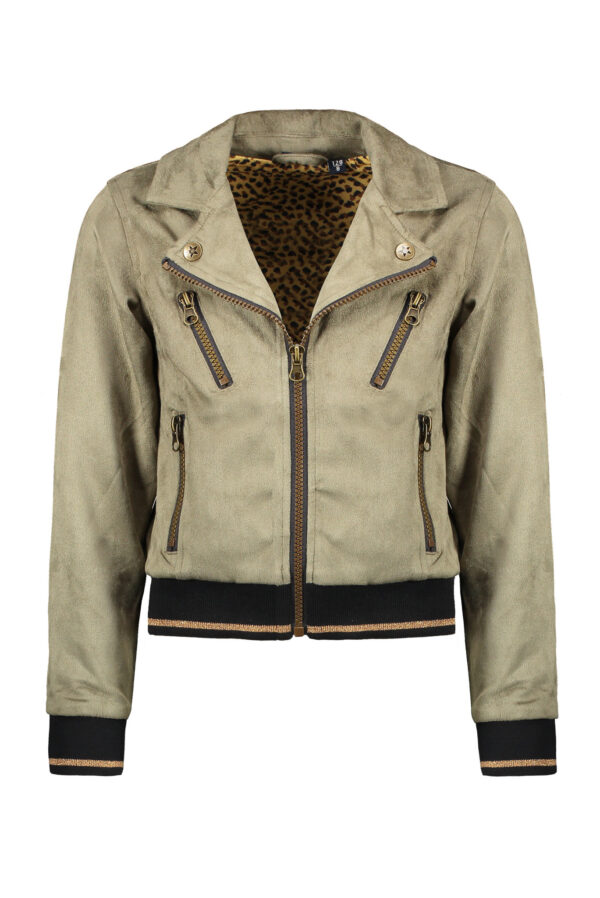 Like Flo Meisjes suede biker jas - Army