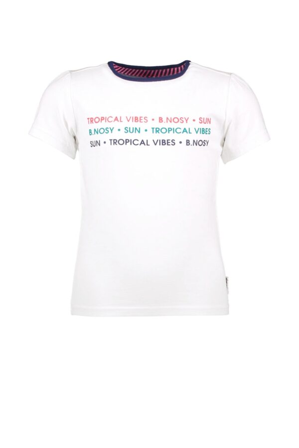 B.Nosy Meisjes t-shirt 'Tropical Vibes' - Sneeuwwit